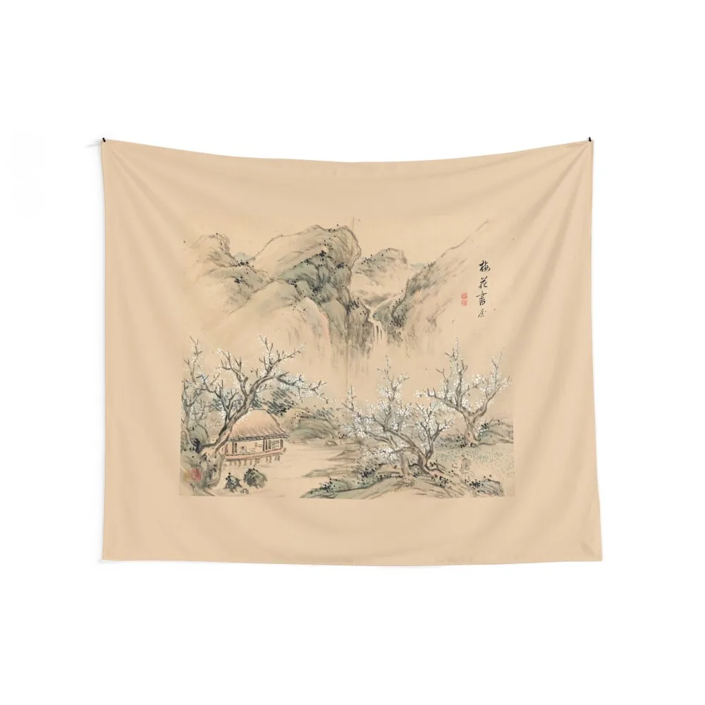 Landscapes of the Four Seasons-Spring (Restored Japanese Painting) Tapestry Hanging Wall Wall Deco Tapestry