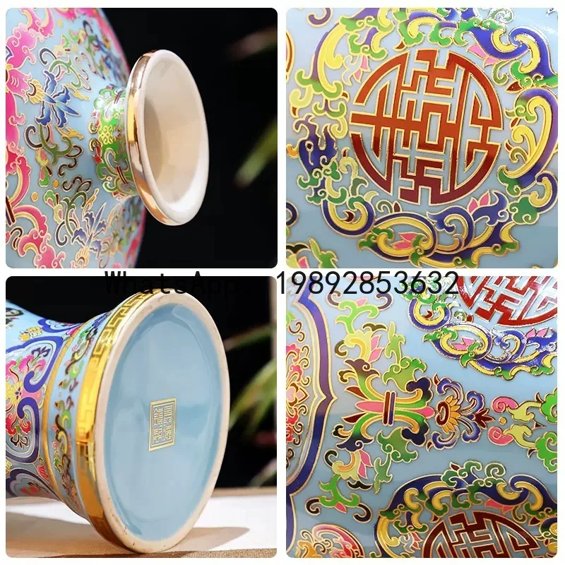 

X-21 Jingdezhen ceramic filigree enamel color plum vase handmade cloisonne Chinese home decoration ornament