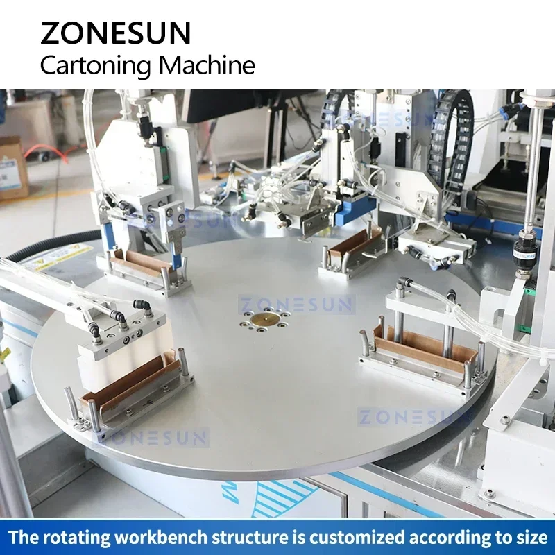 Máquina Automática para Empacar en Cajas Zonesun ZS-MSZH50R, Máquina Plegadora de Cajas, Equipo Rotatorio para Empacar y Sellar Cartones