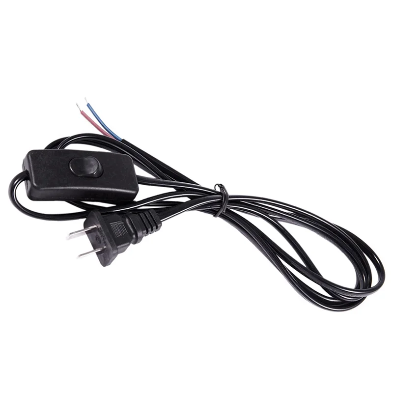 10X US Plug 1.8M Power Cord On/Off Button Switch AC110V 3A AC250V 6A Black-VVNB