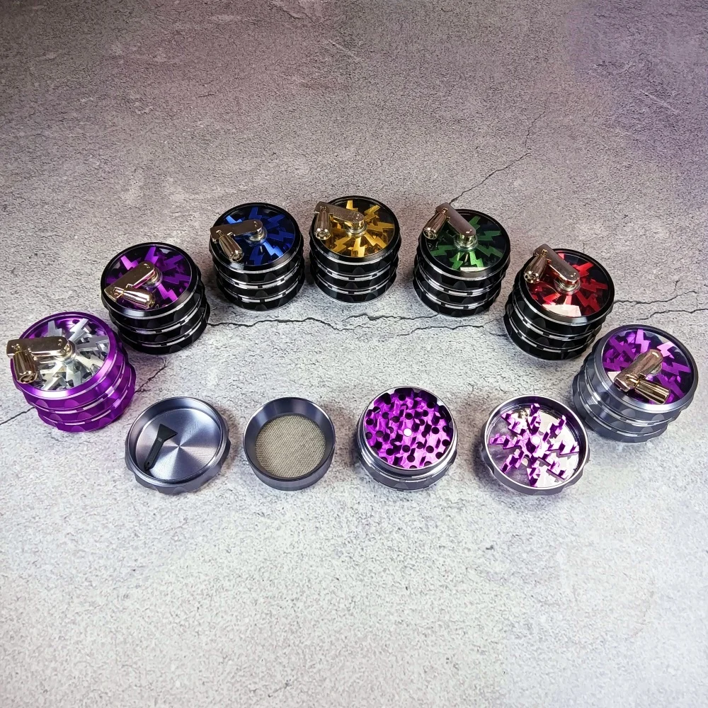 2.5インチ（60mm）カラーフラッシュメタルハーブグラインダーミルモルタル4層草葉葉巻タバコバニラグラインダー喫煙用具