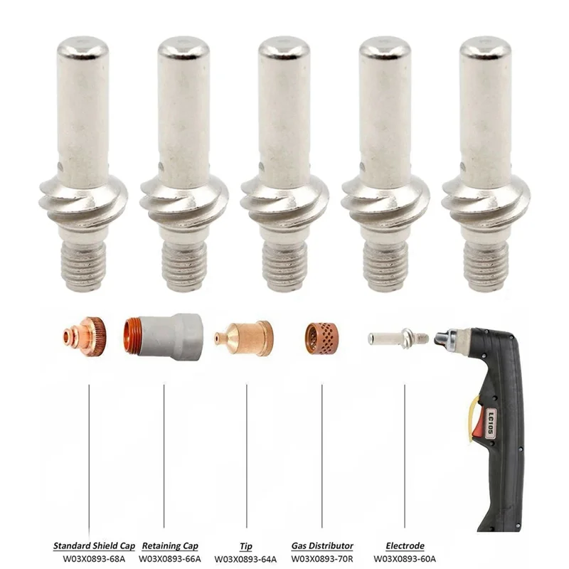 F-T 5 uds juego de electrodos para cortador de Plasma KP2845-1 para LC105 para Tomahawk 1538 W03X0893-60A Kit de consumibles para corte por Plasma
