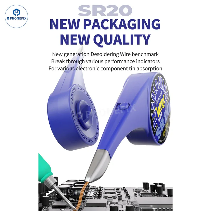 

MECHANIC SR20 Desoldering Wire Anti-hot Dispenser Tin Suction Wick Soldering Solder Remover for Phone Motherboard Repair Tools