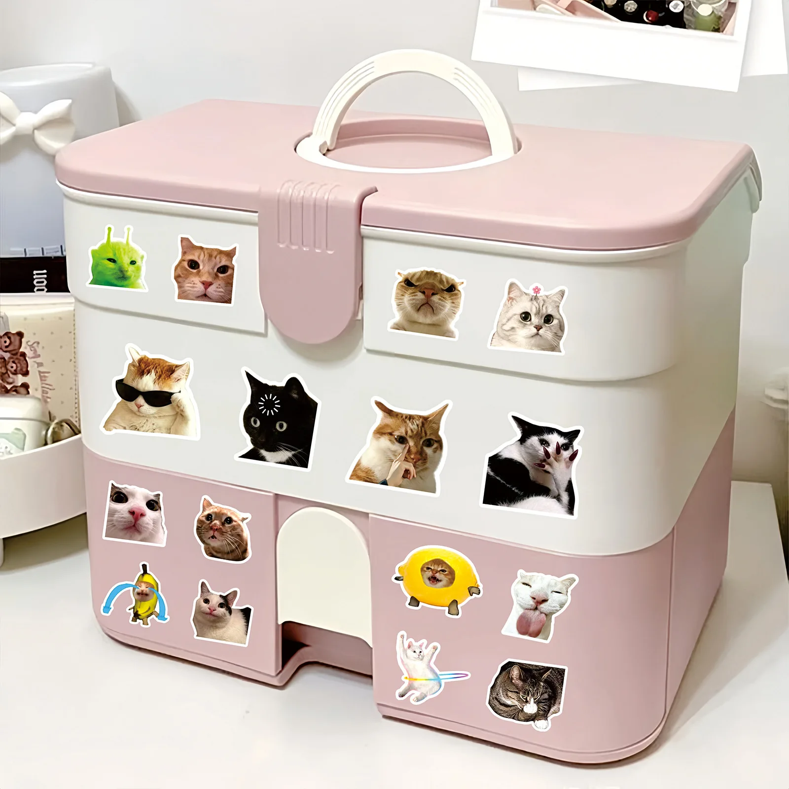 100 Stück Lustige Katzen-Meme Cartoon-Aufkleber DIY Laptops Wasserflaschen Handy Niedliche Tier Wasserdichte Graffiti-Aufkleber Spielzeug Geschenk – Detail 8