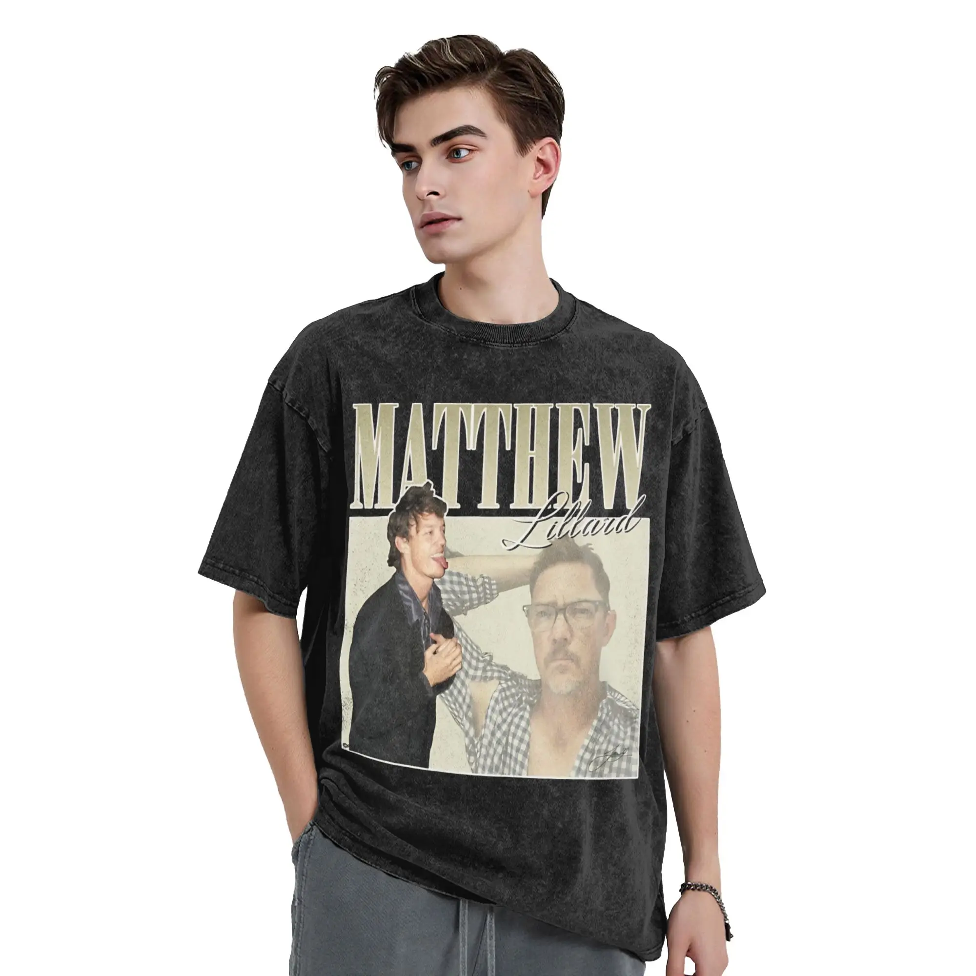 Matthew Lillard Washed T Shirt Man  Vintage Casual T Shirts Summer Crew Neck Fashion Tees Simple Oversize Clothes