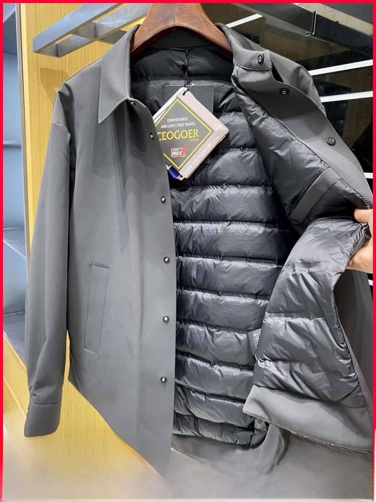 

Winter New Men's Outdoor irt Sle down Jaet High End Faionable Polyester Fiber Quilted Coat Regular Fit Long Sve