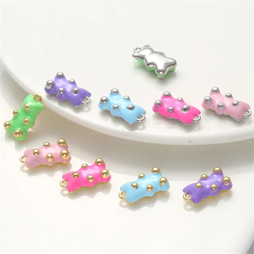 

Colorful Enamel Pendants Set for Women Little Bear Pendant DIY Jewelry Charms for Making Handmade Neck Chain Necklace Accessorie