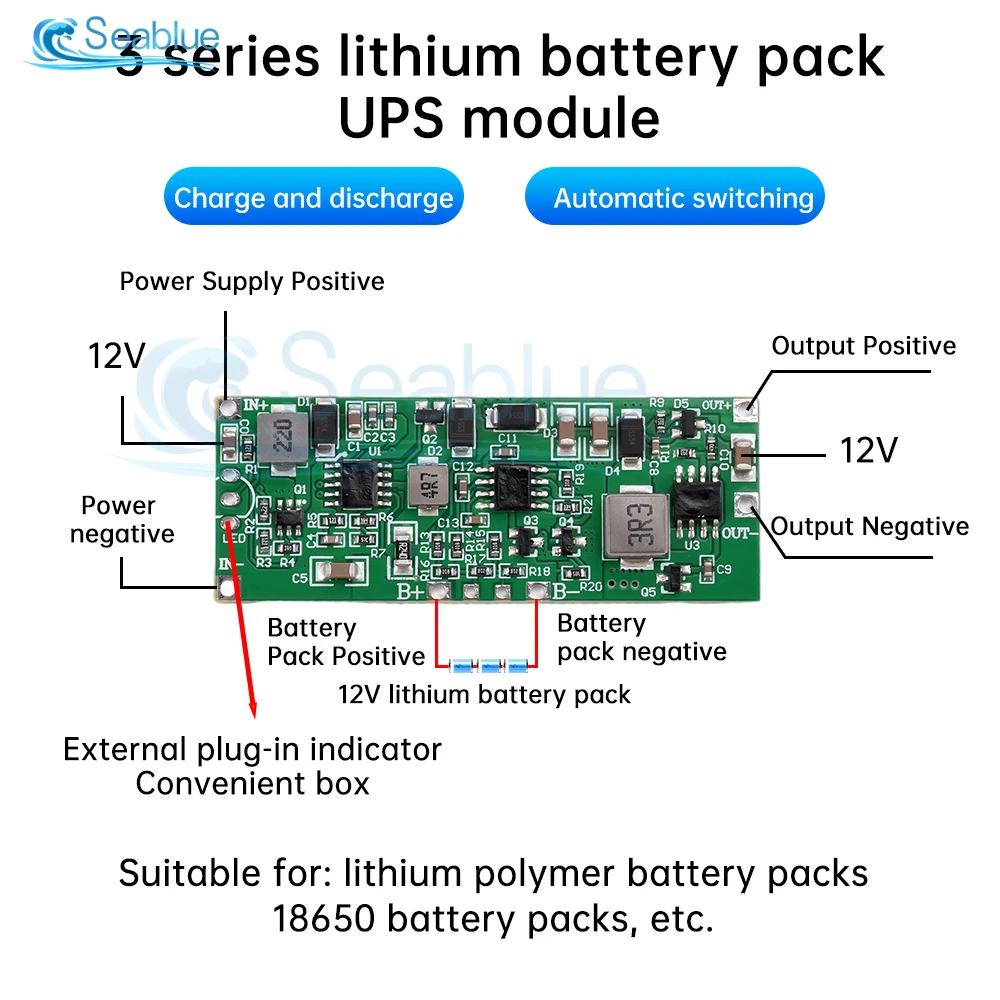 DC 12V 36W 3A 18650 Lithium Battery Charger Module DC-DC Step Up Booster Fast Charge UPS Power Supply / Converter