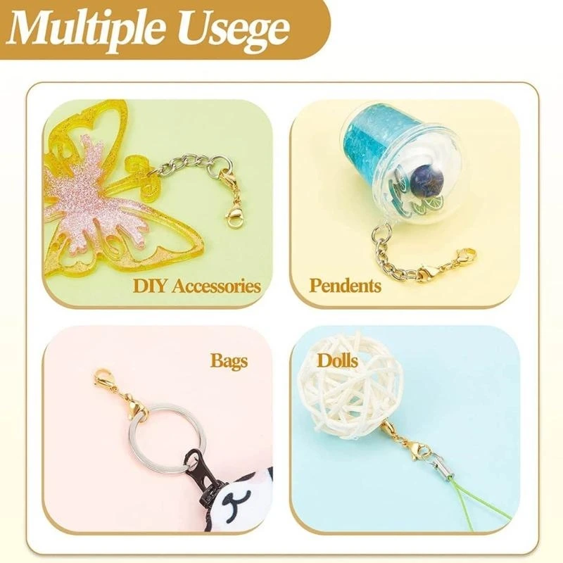 

91AC 8 Pcs Double Lobster Clasp Double End Design Necklace Clasps and Closures Extender Double Opening Jewelry Clasps