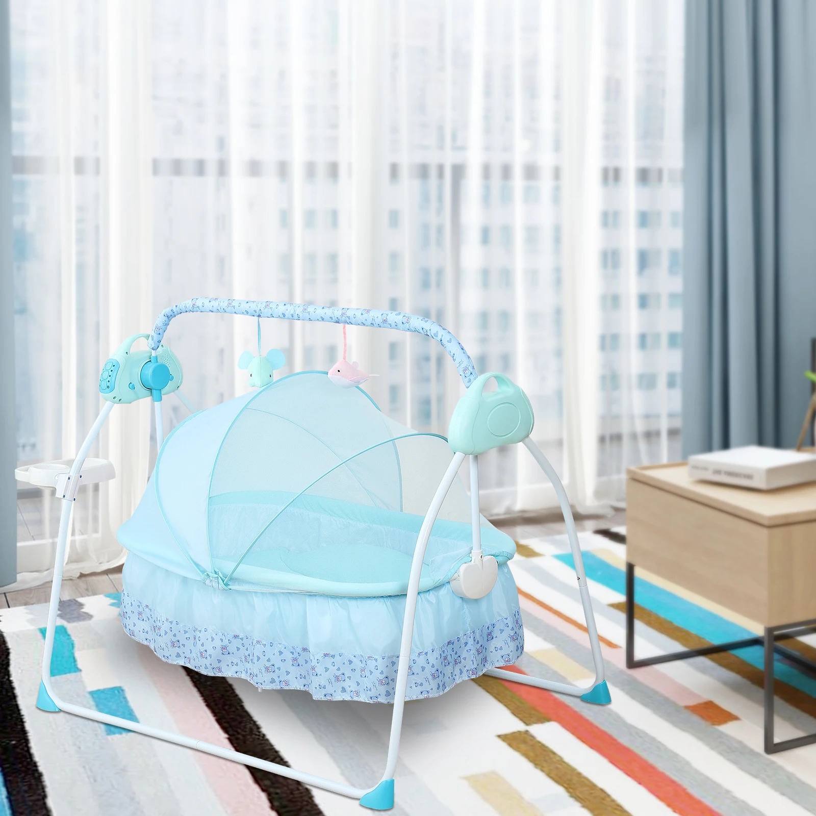 Electric Baby Cradle with Music and Adjustable Swing