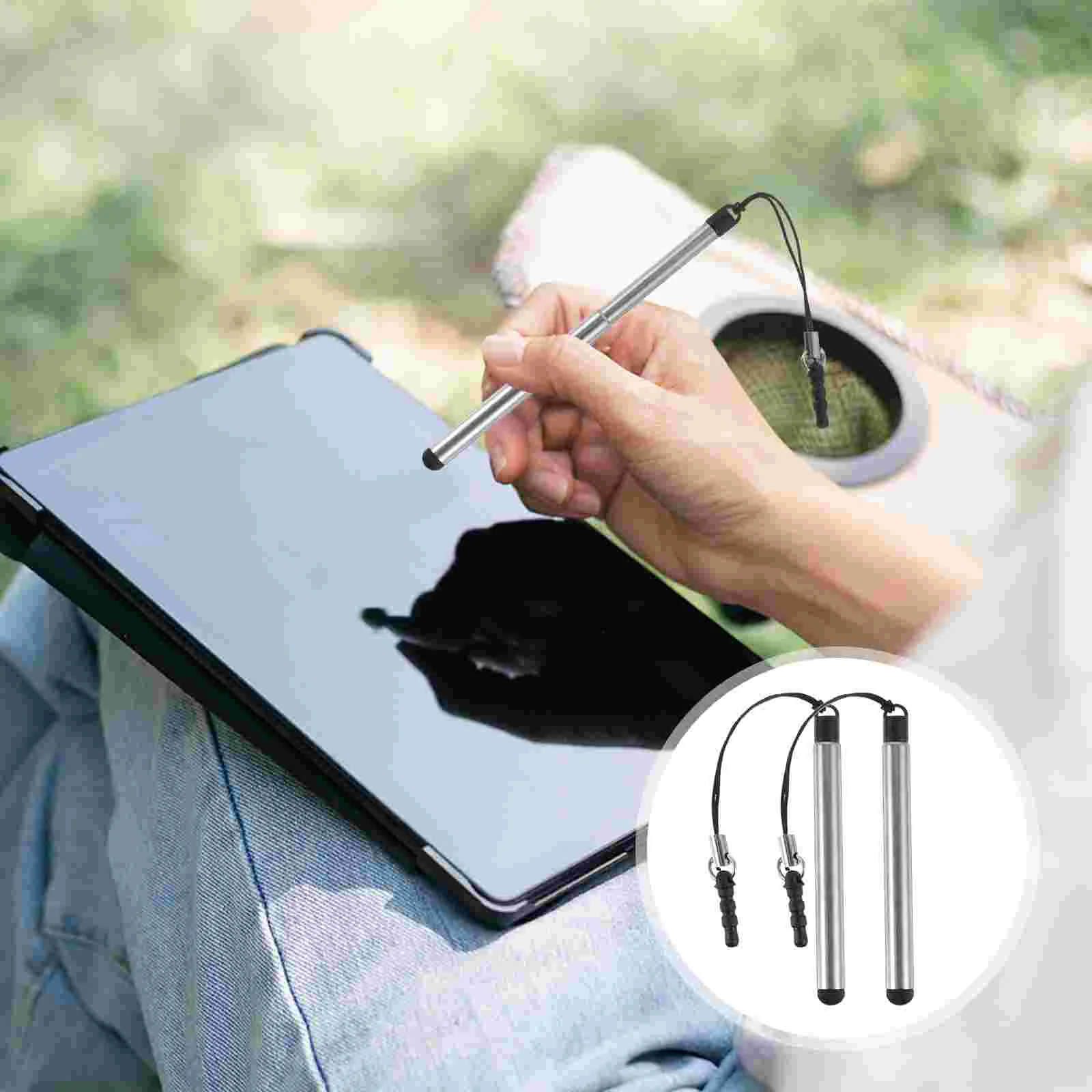 5 Pcs Retractable Touch Screen Stylus Pens for Phone Tablet Laptop Capacitive Plastic Child Cell Sensitive Tip Lanyard Smooth