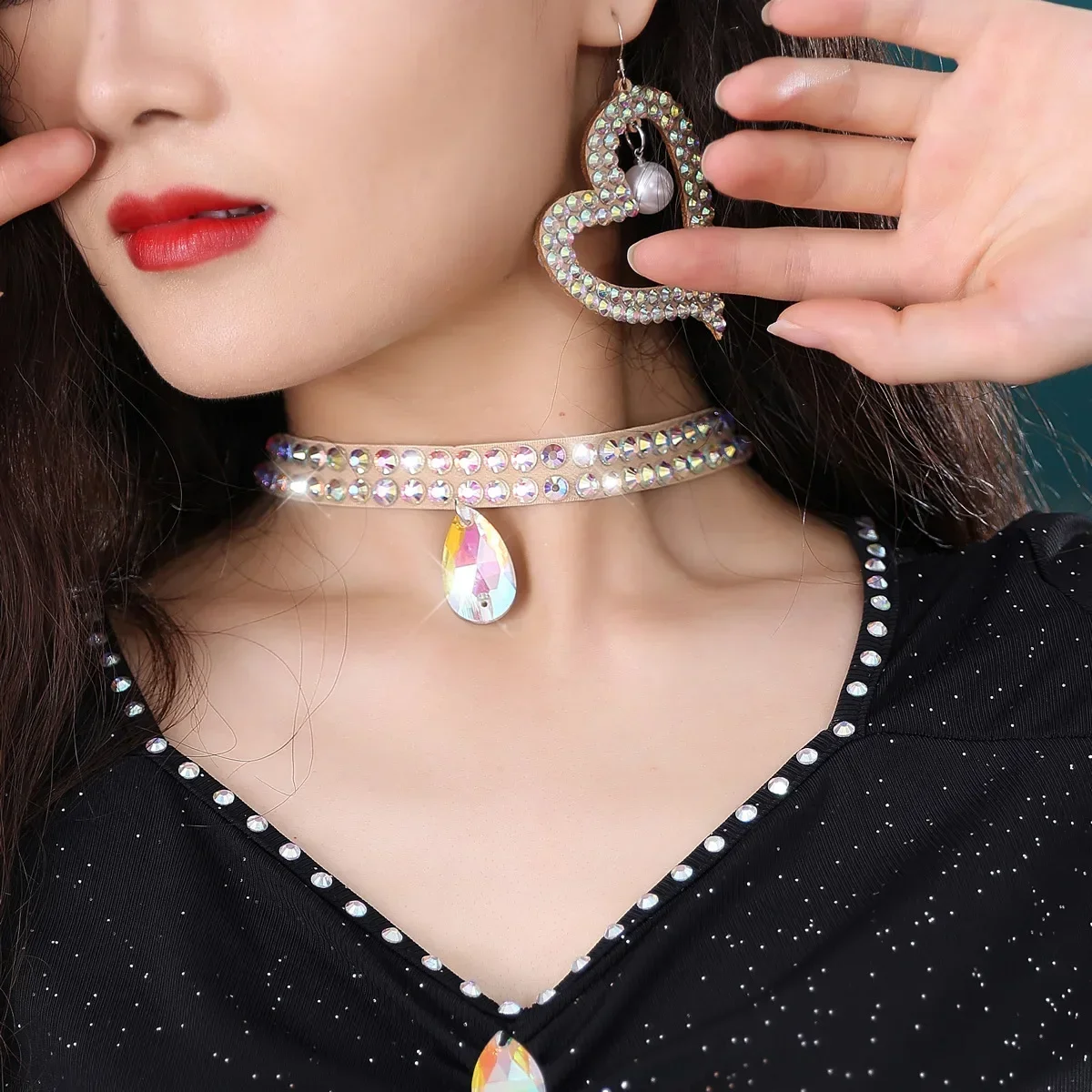 

Женский чокер для танца живота, винтажное блестящее ожерелье с регулируемой цепочкой