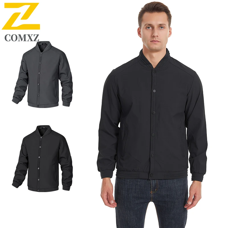 

Large Men's Jacket 2025 New Solid Color Comfortable Breathable Loose Baseball Collar Coat Outdoor Leisure Business Men Clothing
