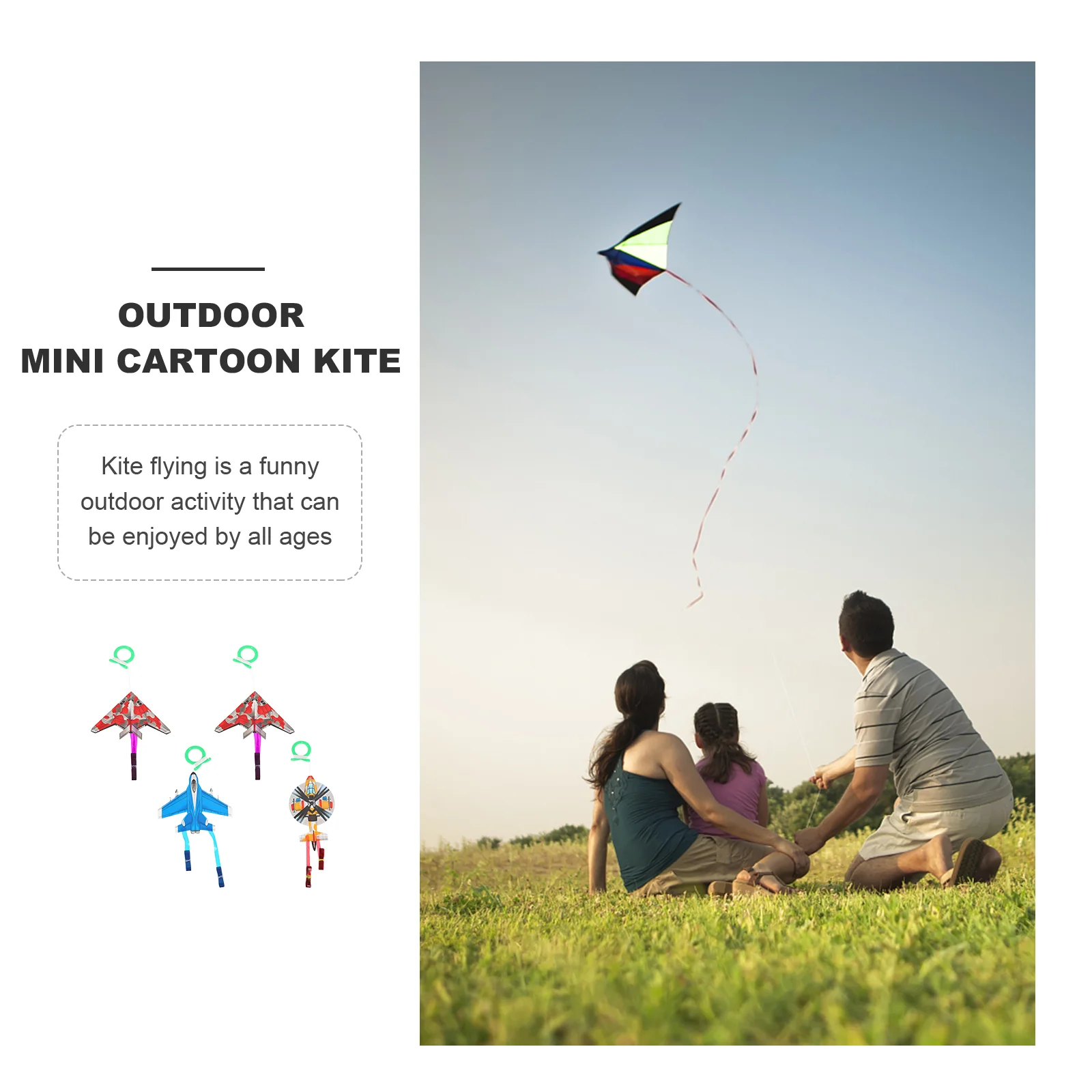 4 Pcs Mini Cartoon Kite Novel Toys Children Flying Kites Airplane Pocket Outdoor Plastic Portable Small