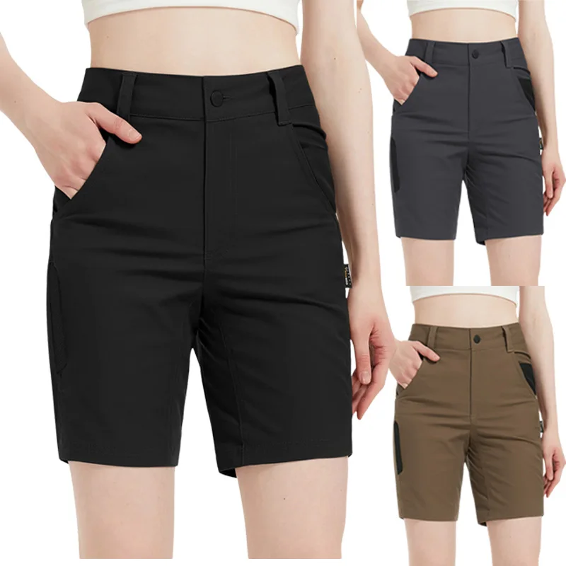 Cargo Shorts Women Quick Dry Hiking Shorts Summer Travel Active Golf Shorts Vintage Pockets Streetwear Wide Leg