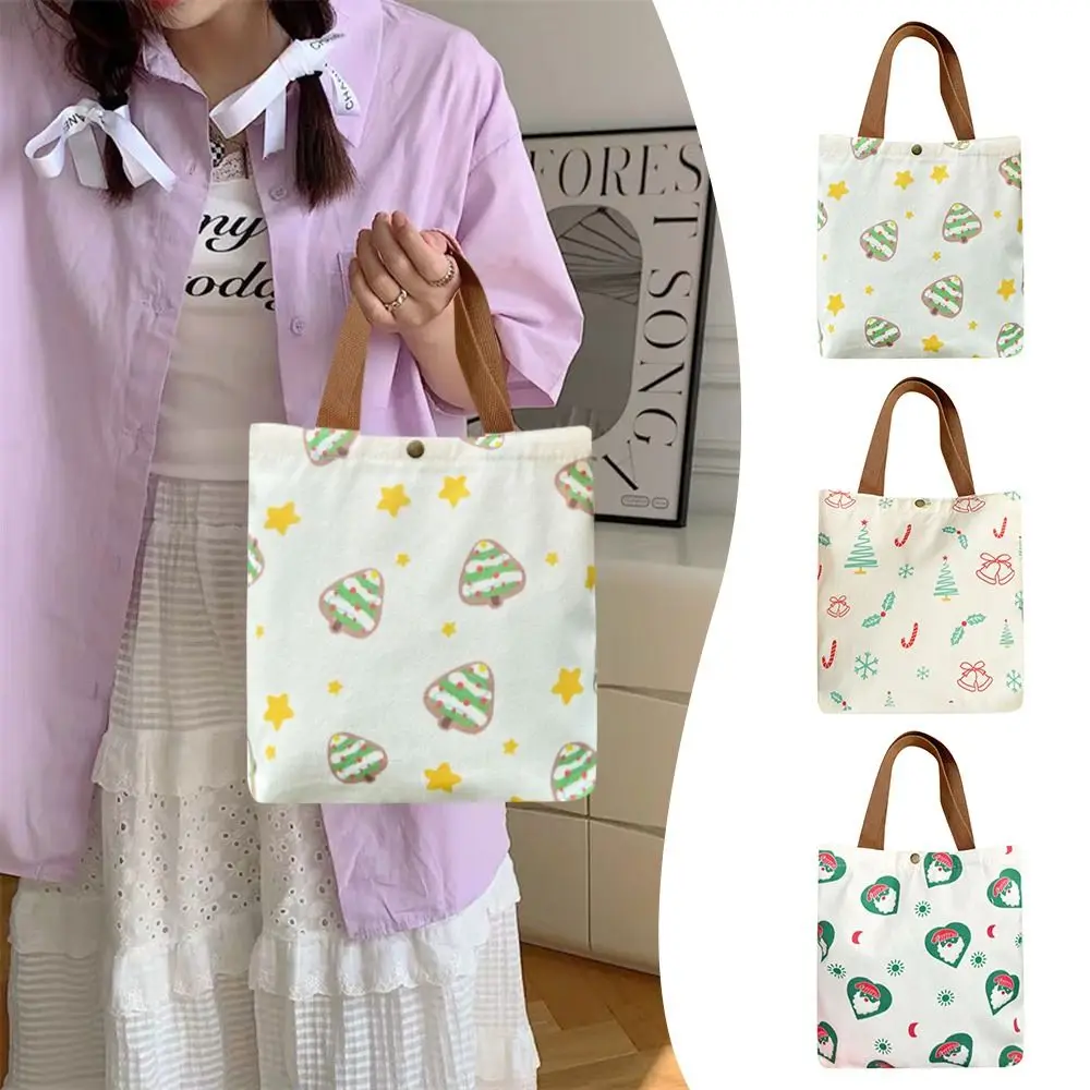 

Fashion Christmas Canvas Bag Large Capacity Casual Packaging Bag Cartoon Pattern Shoulder Bag
