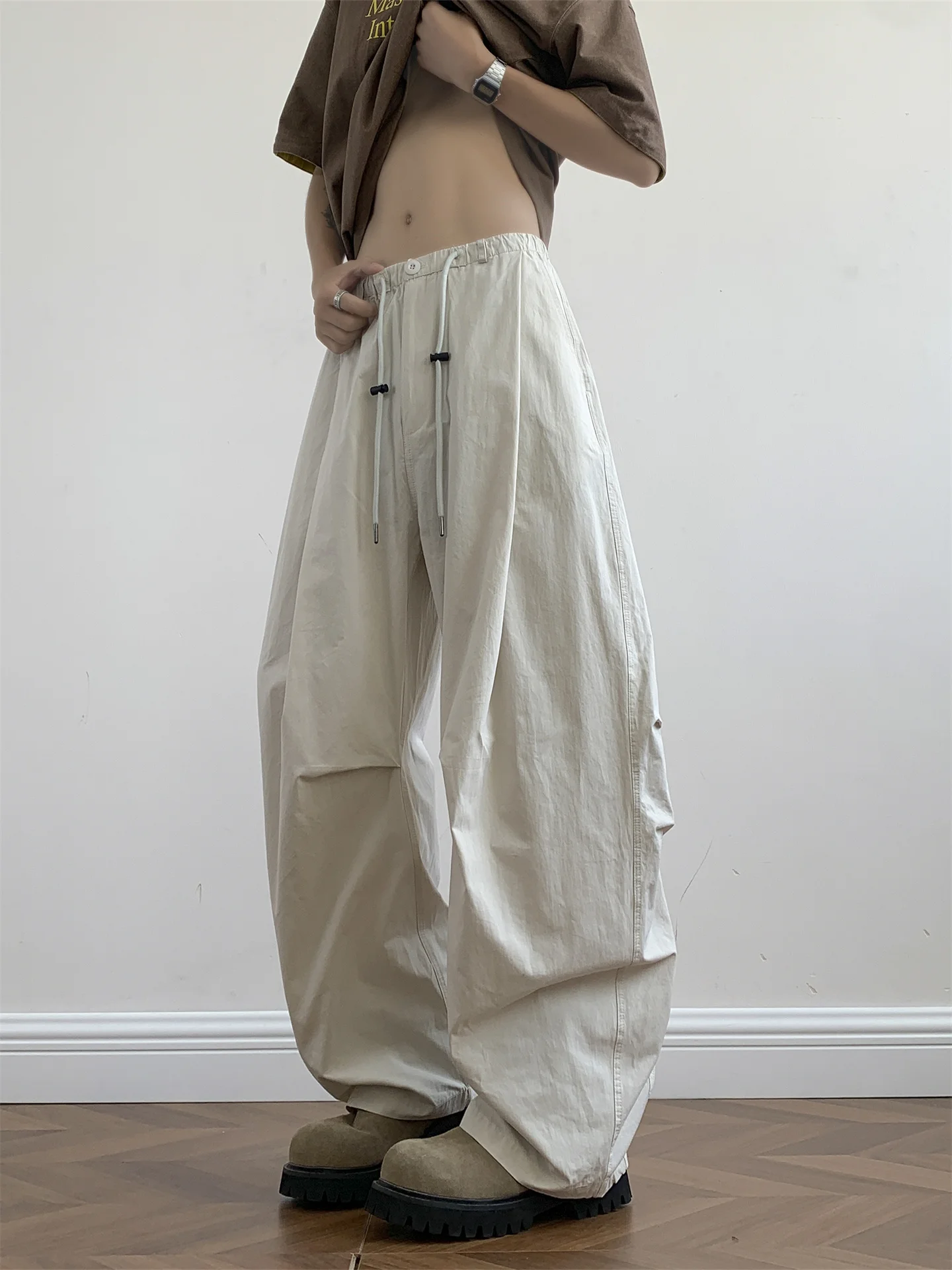 

Summer Thin Pleated Knife Work Pants Men Loose Lazy Sle Casual American Match All Dry Qui Soldier Pants