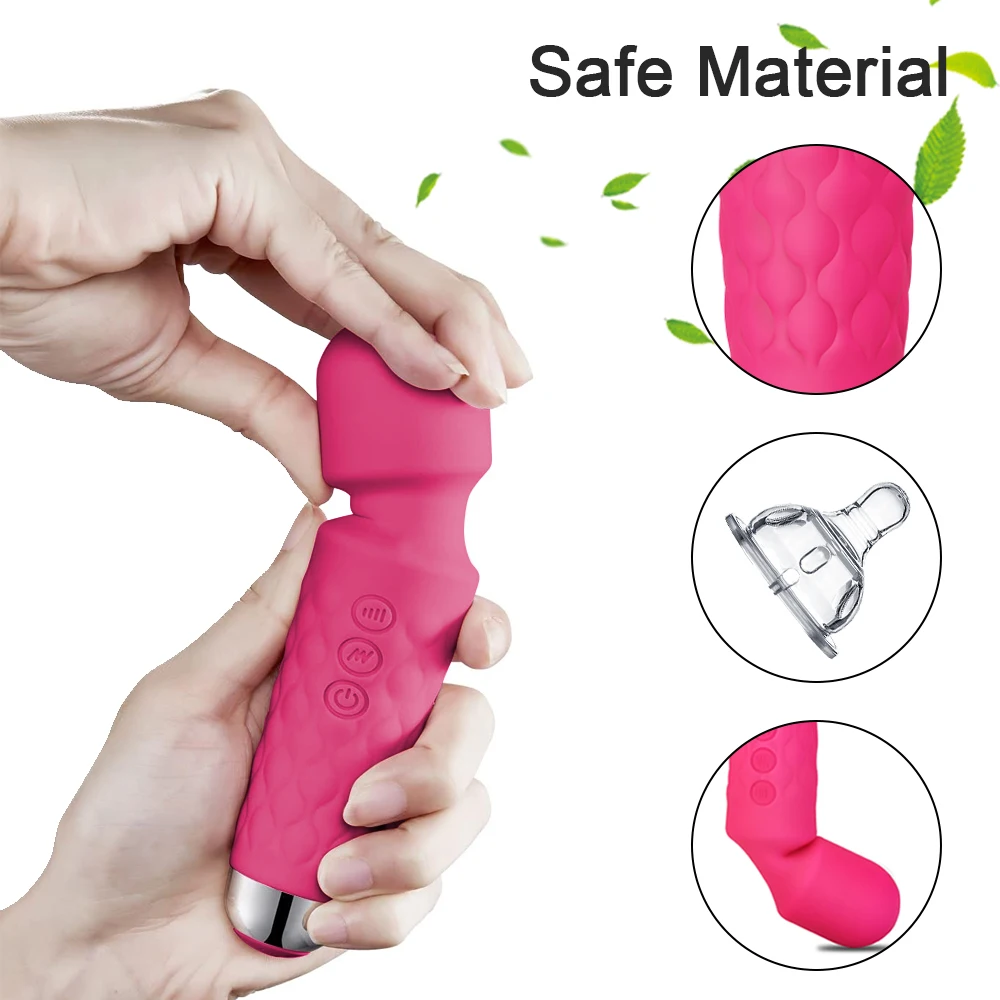 Massageador Recarregável USB Feminino Ponto G, Poderoso Vibrador, Varinha Mágica, Produtos Eróticos para Adultos, Modos 18, Modos 20