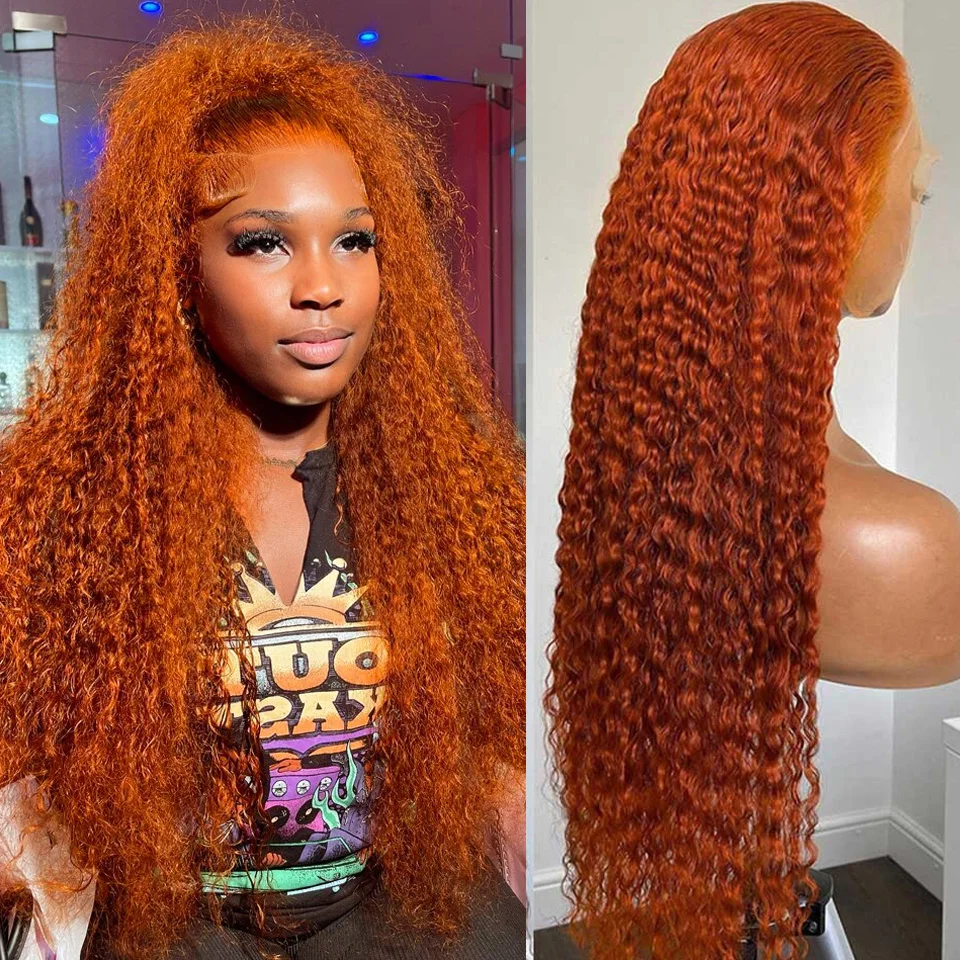 13x6 HD Lace Frontal Wig 13x4 Orange Ginger Deep Wave Frontal Wig Curly Human Hair Wigs Lace Frontal Human Hair Wigs For Women