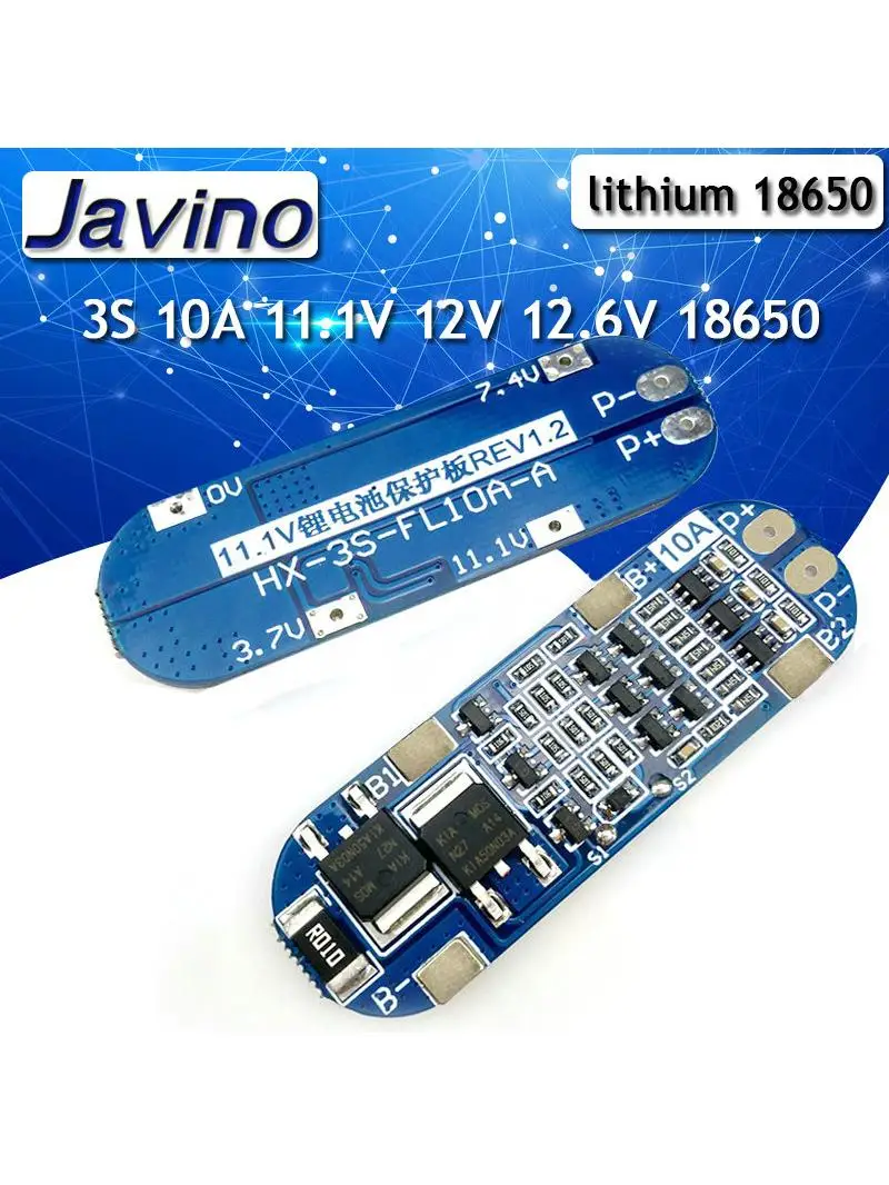 BMS 3S 10A 11.1V 12V 12.6V 18650 ładowarka akumulatorów litowych płyta ochronna zasilanie ładowanie BMS 3S baterie litowo-jonowe PCB — zdjęcie 2