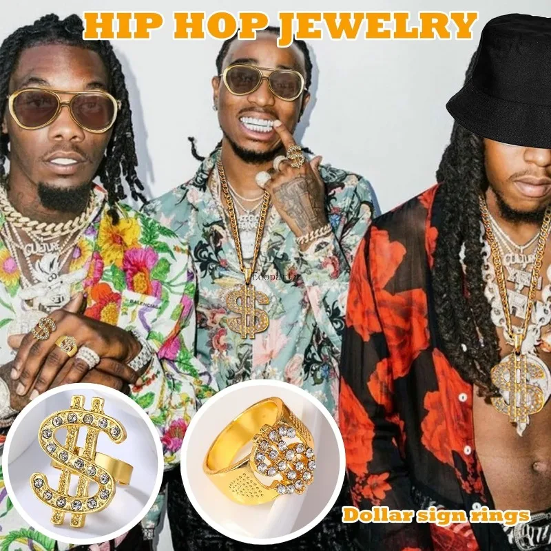 Zestaw kostiumów hip-hopowych z lat 90. i lat 80. dla mężczyzn, stroje na imprezę rapera, akcesoria