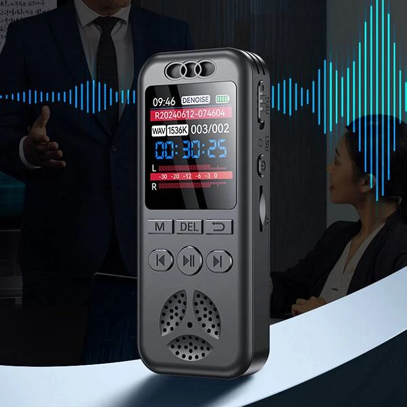 مسجل صوت رقمي مشغل MP3 HD للحد من الضوضاء WAV مشغل الصوت جهاز تسجيل محمول بزر واحد