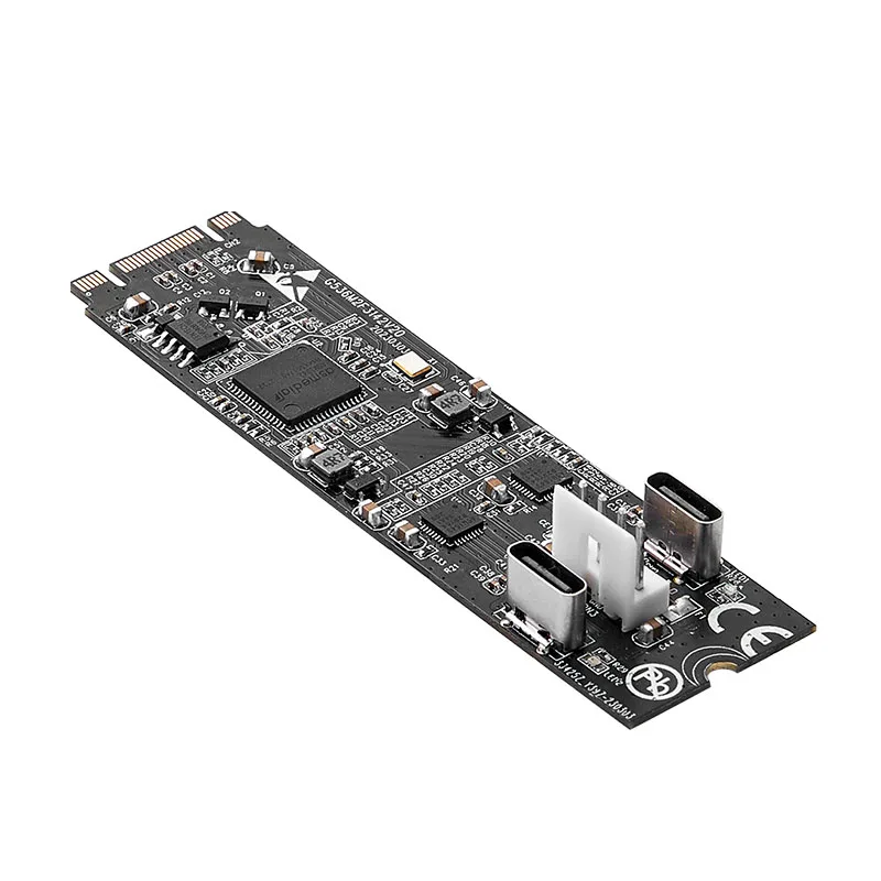 Tarjeta de expansión tipo C de 2 puertos, Chip ASM3142, USB 3,2, Gen2, 10gbps, controlador USB C, NGFF, 22x80, clave B, M, elevador de transferencia de datos