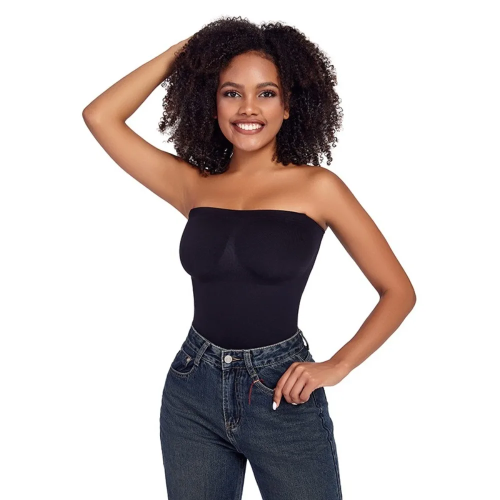 Fashion Strapless Women's Bodysuits Tummy Control Seamless Bodysuit Soft-touch No Chest Pads Tube Top