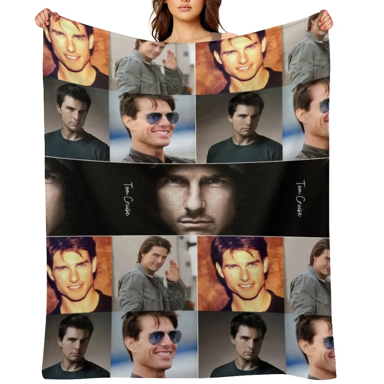 

Tom Cruise Handsome American actor Super Cool Aesthetic Collage - 1 Throw Blanket Single Thins anime Blankets