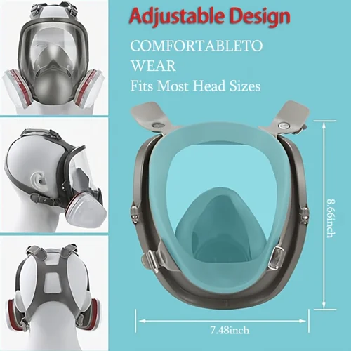 Imagen 2 del producto Máscara respiradora de cara completa ajustable con máscara de gas 6800 con filtros duales adecuada para talleres químicos, operaciones de pintura