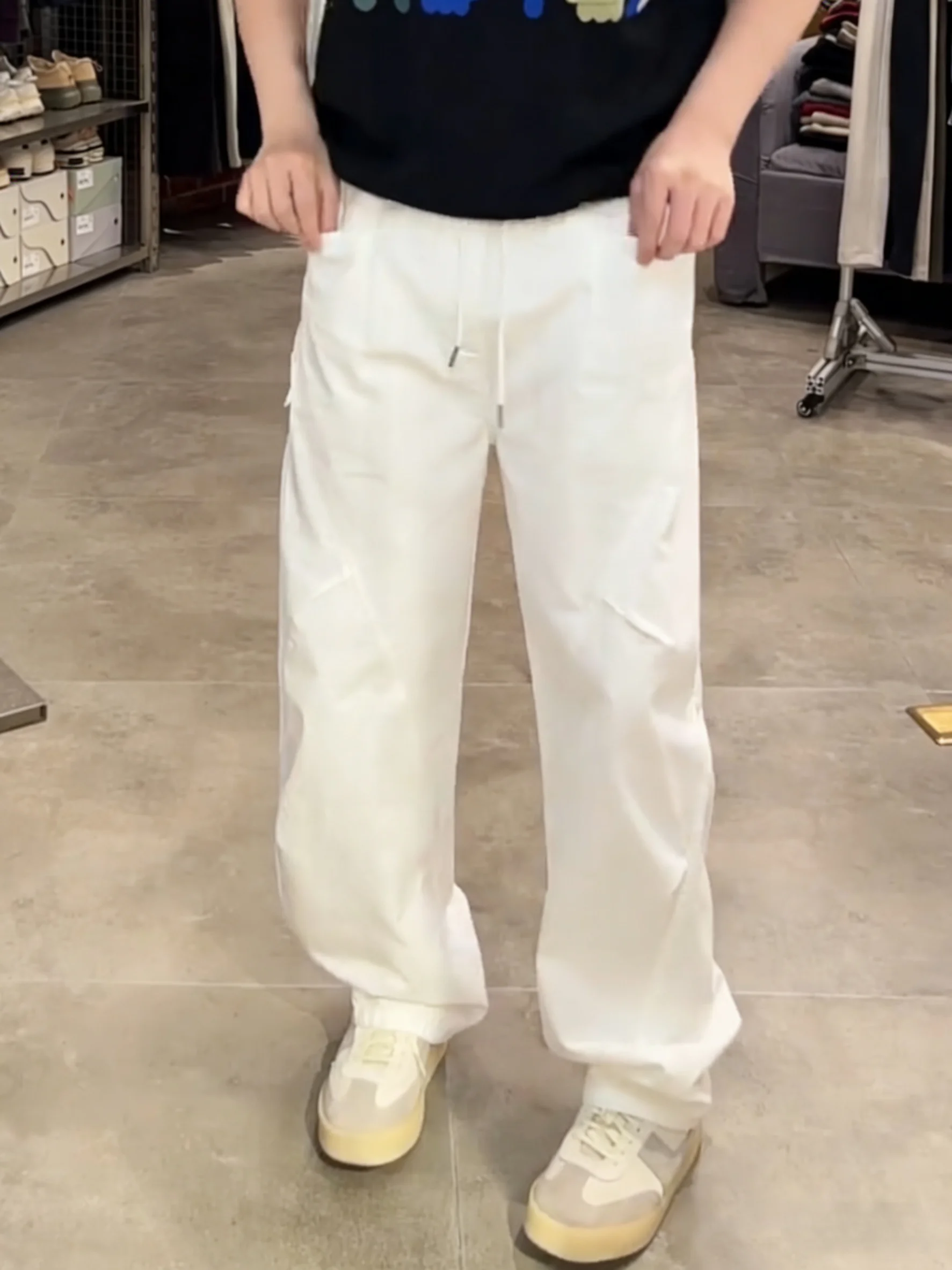 

Spring 2026 Men's Casual Pants Lightweight Outdoor Color Dstring Drapey Straight Leg Workwear Trousers Loose Fit