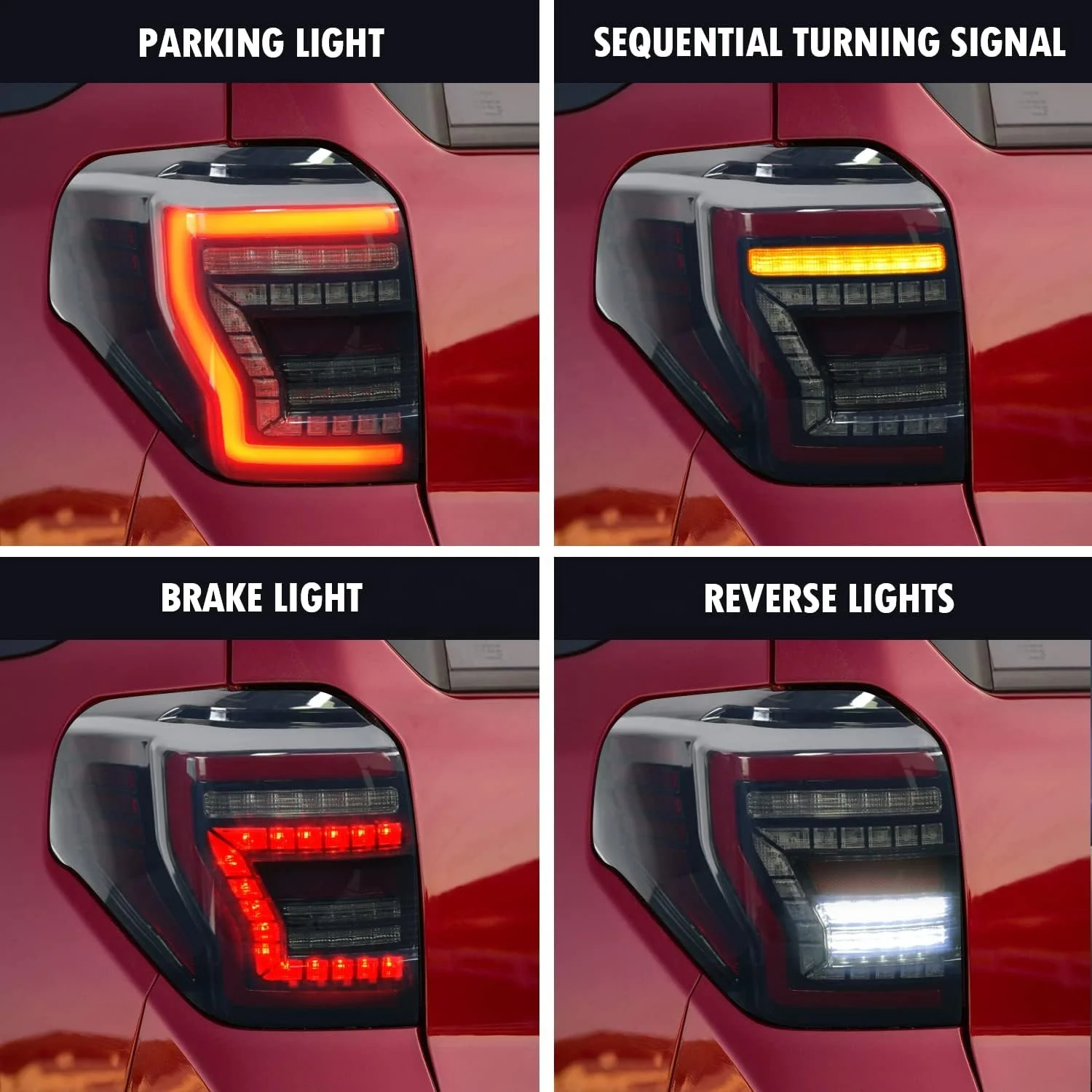 For 2010-2023 Toyota 4Runner LED Tail Lights Assembly w/Sequential Turn Signal & Start Up Animation Brake Reverse  Replace