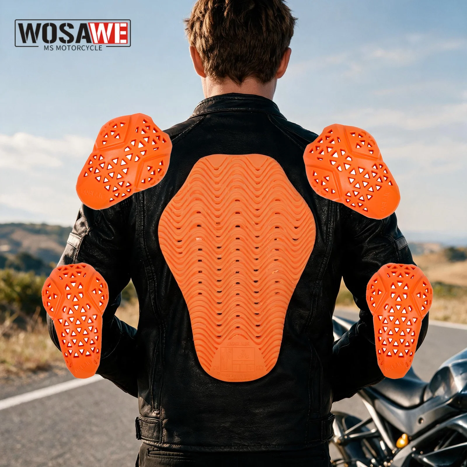 WOSAWE Motorcycle Armor Jacket Built-in Protective Gear Motorbike Clothing Inside Protection Elbow Back Shoulder Pads