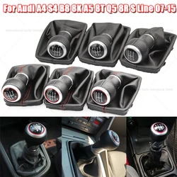 5/6 Speed Car Gear Shift Knob Lever Shifter Stick Gaitor Boot Cover Case For  Audi A4 S4 B8 8K A5 8T Q5 8R S Line 2007-2015