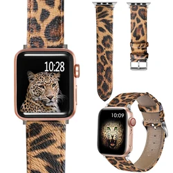 Leopard Strap For Apple Watch Band 45mm 38mm 40mm 41mm 42mm 44mm 49mm Luxury Leather Bracelet for iWatch 9 Ultra 2 8 SE 7 6 5 4