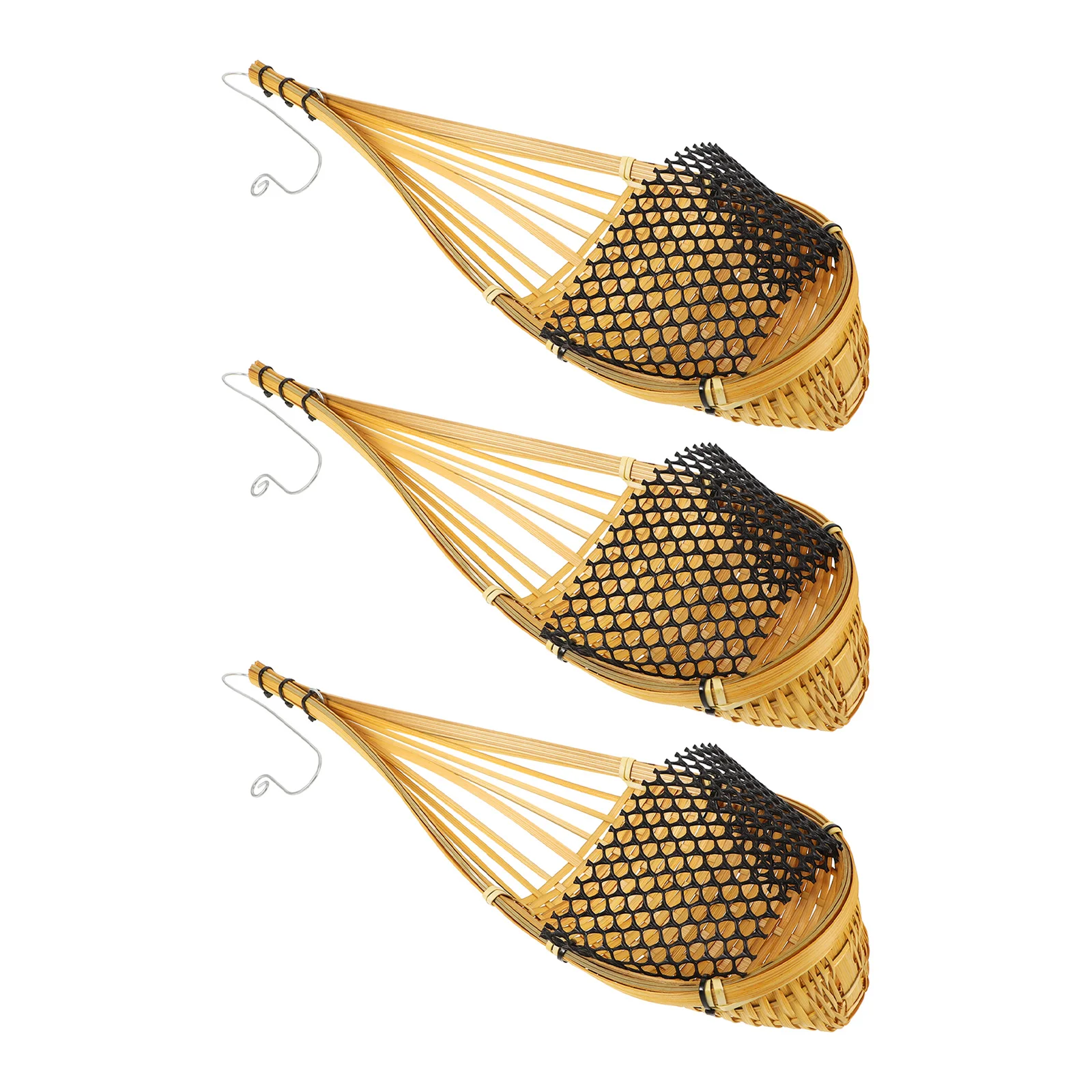 

3Pcs Bamboo Hanging Baskets Hand-Woven Ornamental Flower Pots for Wall Hanging Planter Outdoor Garden Decor Rustic Indoor Room