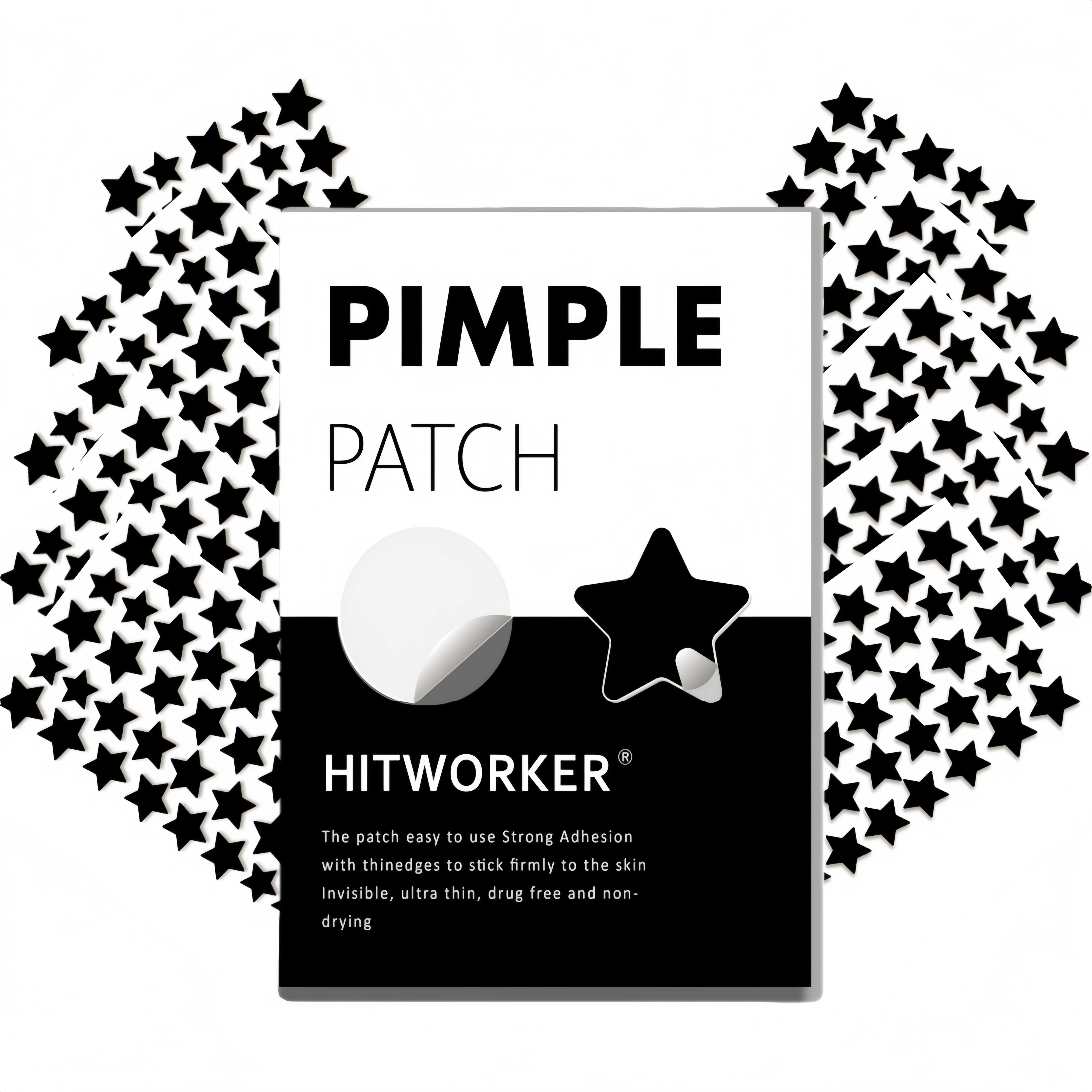 Parche hidrocoloide para el acné en forma de estrella negra, 400 tabletas/caja, parche para el acné con absorción no irritante, elimina eficazmente las secretiones