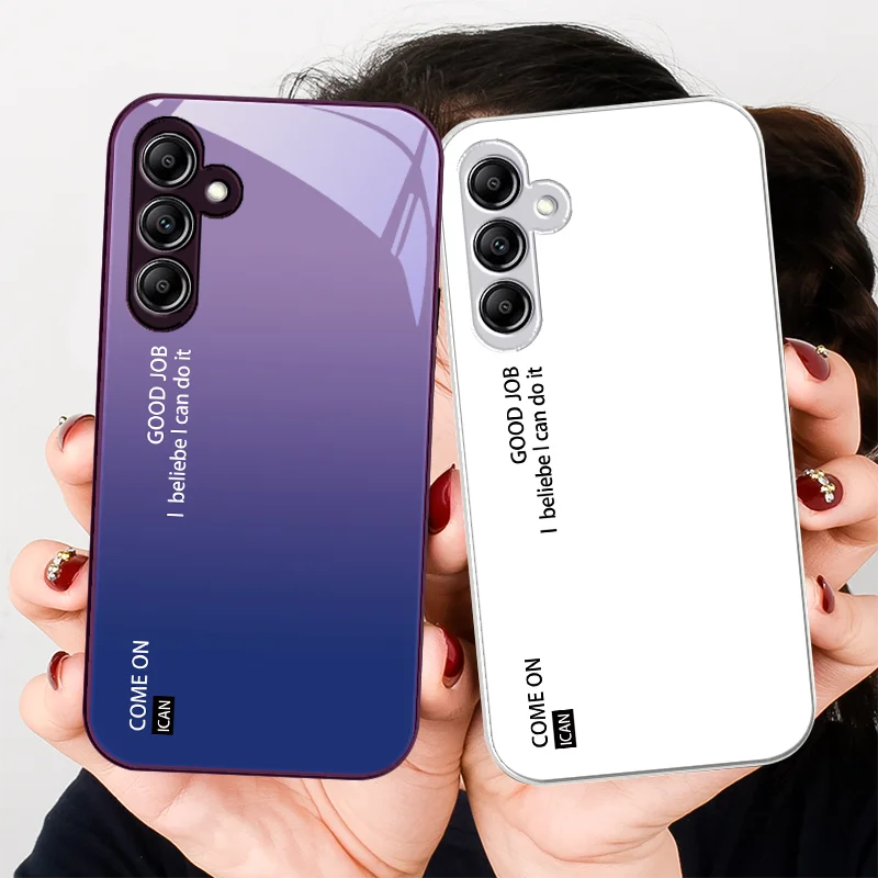 

Glass Phone Case For Samsung Galaxy A01 A02 03 Core A04 A14 4G A13 A54 A34 31 20 25 23 22 5G S21 Ultra S20 Good Job Rose Purple