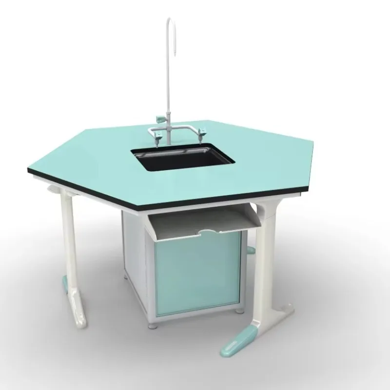 

School Commercial Laboratory Furniture Type and Commercial Lab Table Island Lab Bench with Cabinets with Sink and Faucet