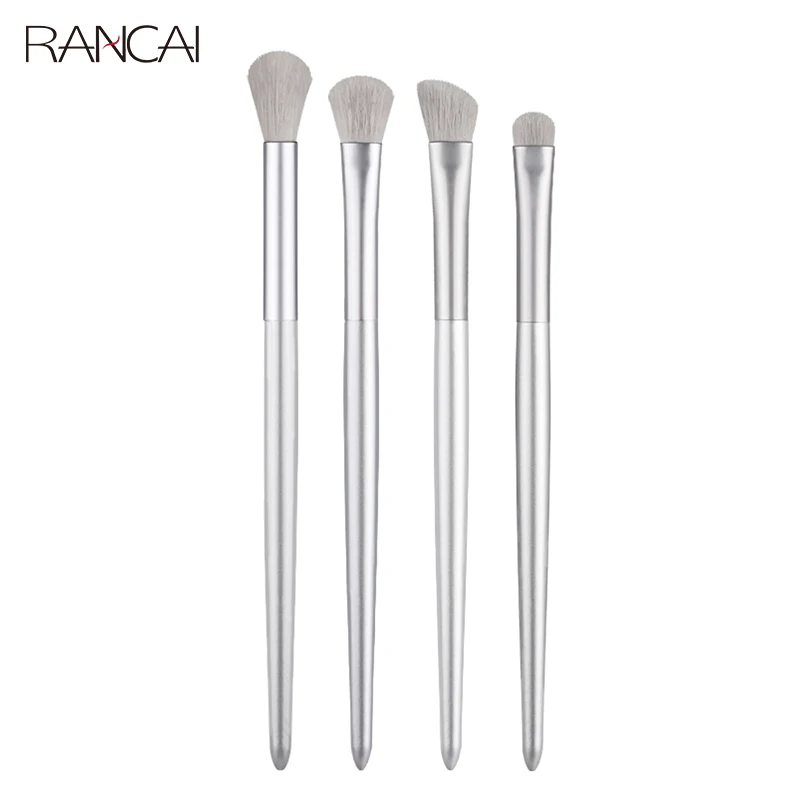 Makeup Brushes 4 Pcs Eye Brush Set Silver Portable Cosmetics Eye Shadow Concealer Blending Noseshadow Detail Make Up Tool