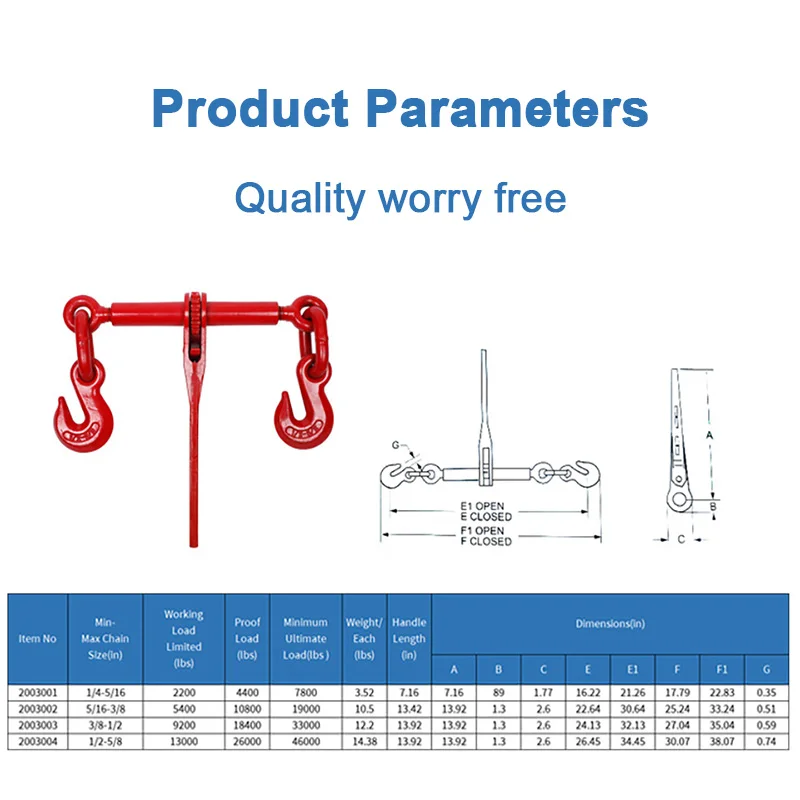 3/8 "-1/2" Ratel Type Belasting Bindmiddel Ratel Aanscherping Gear Koolstofstaal Sterven Smeden Hendel Aanscherping touw Hoge Kwaliteit