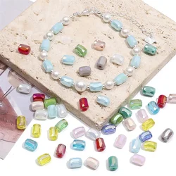 10pcs 6x8mm Fashion Colorful Irregular Rectangle Glass Beads 1mm Hole DIY Handmade for Jewelry Making Bracelet Necklace