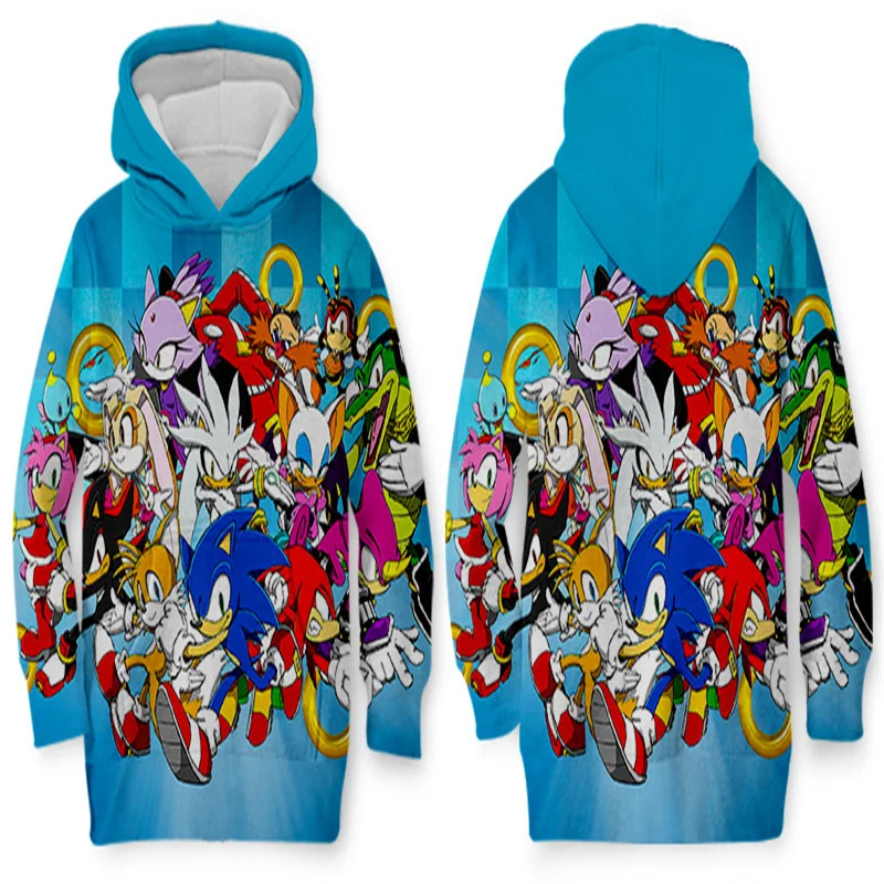 Sonic the Hedgehog 3D Printed Children Pullover Casual Cartoon Energetic Loose Sports Hooded Jacket For Boys and Girls In Autumn