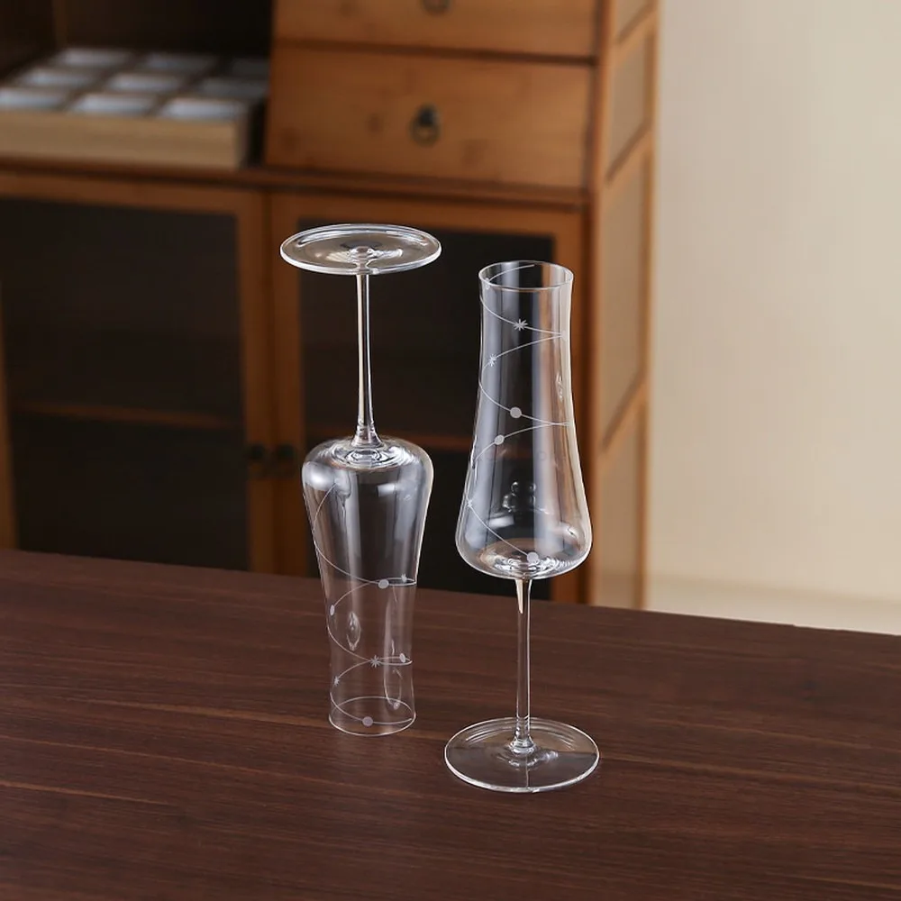 Luxury Retro Star Orbit Engraved Volcano Series Crystal Glass Champagne Goblet Wine Glasses for Home Gift