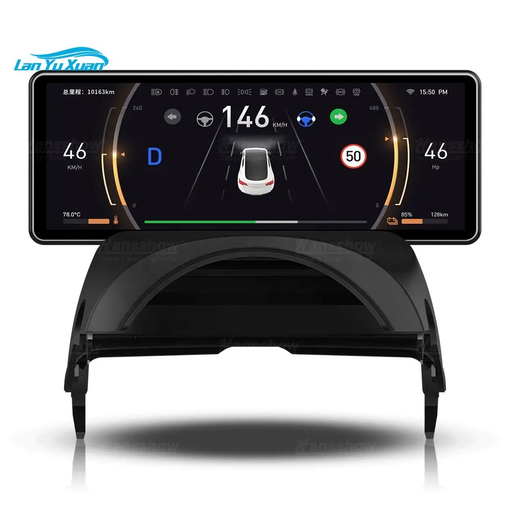 

Hansshow Model 3 Y 6.86 "Mini Scherm Instrumentenpaneel Snelheid Navigatie Head Up Display Voor Scherm Upgrade