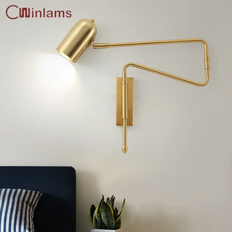 

Modern Simple Rocker Arm Bedroom Bed Lamp Wall Lamp Living Room Long Arm Long Pole Folding Telescopic Stretch Wall Lamp