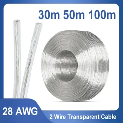 30M 50M 100M 28AWG Transparent Wire 2 Core Copper Parallel DC Power Extension Cable for LED Light Strip 2468 Electric DIY Wire