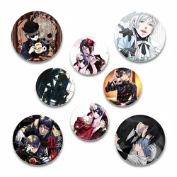 58/44/32mm Anime Black Butler Brooches Badge Creative Tinplate Plastic Button Pins for Backpack Clothes Decoration Gifts