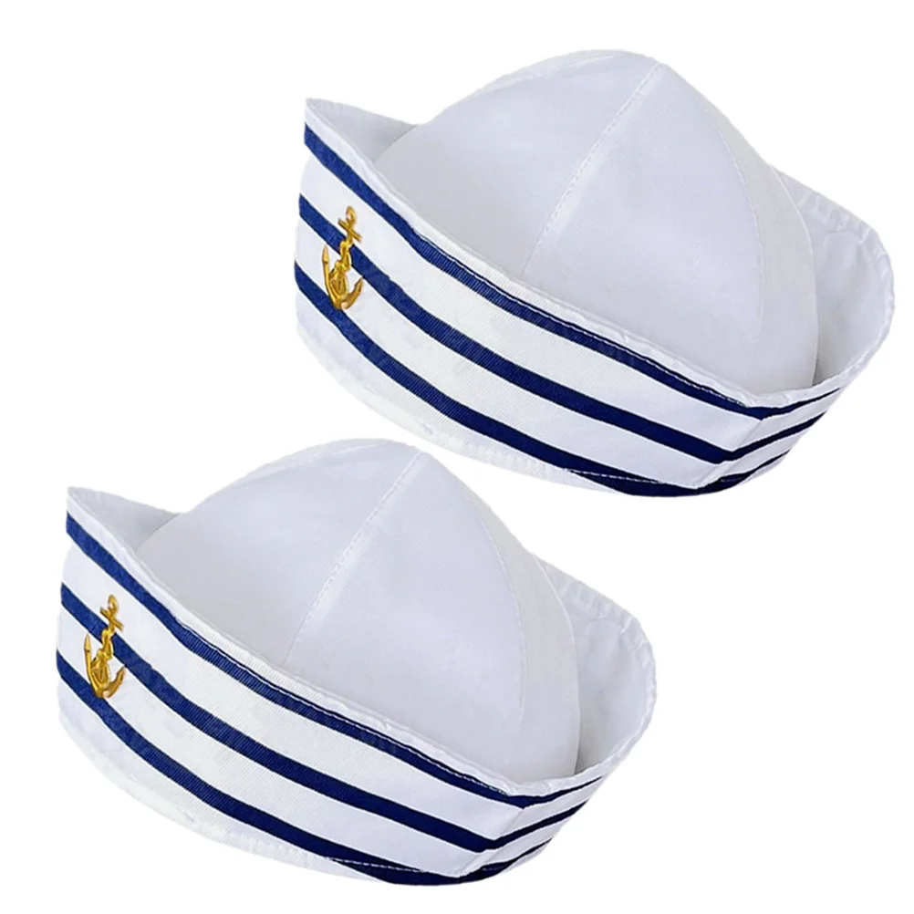 2 pçs chapéu de marinheiro feminino capitão prop chapéus maquiagem cosplay para barco poliéster (fibra de poliéster) desempenho de palco jornaleiro