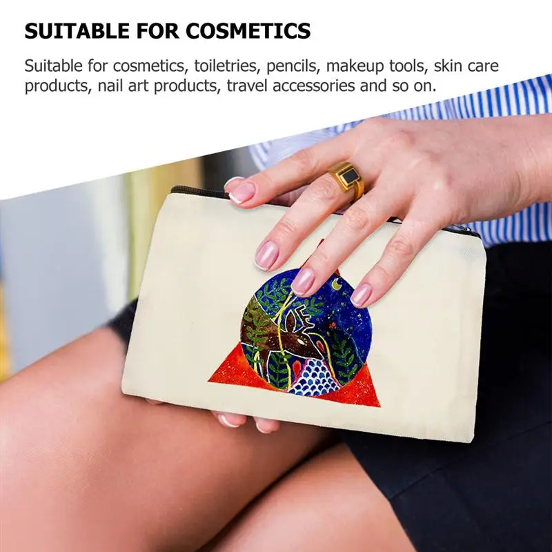 10Pcs Bags Hand-Painted Heat Transfer Canvas Bag Sublimation Blank Pencil Bag DIY Heat Transfer Makeup Bags